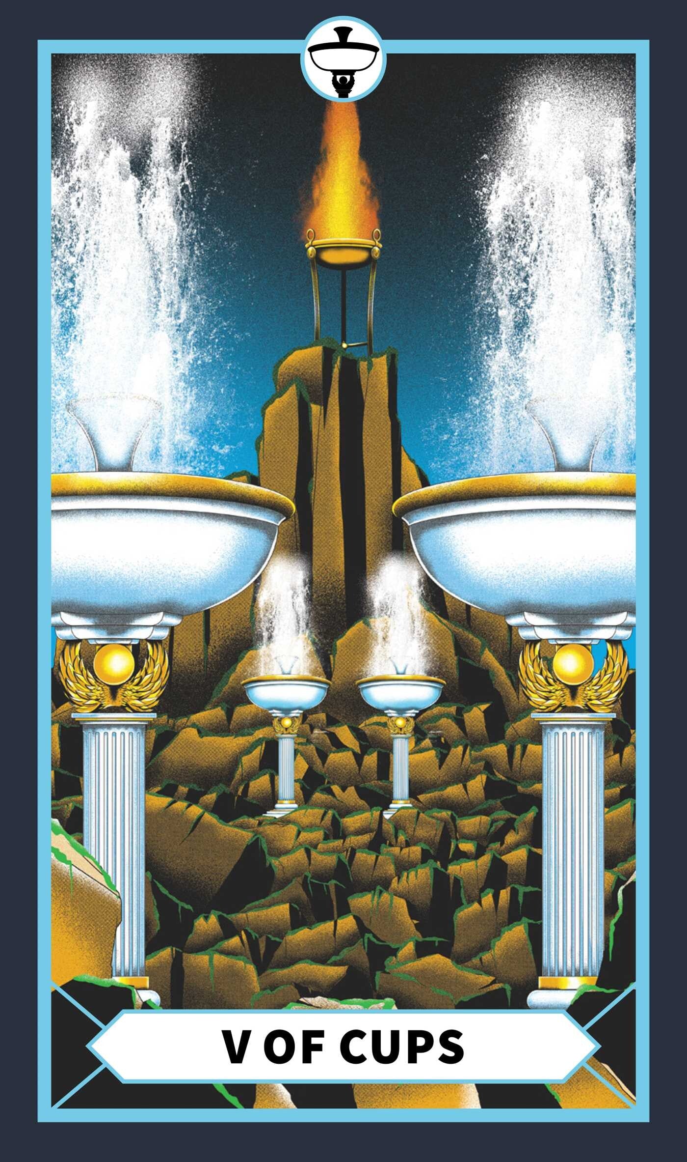 five of cups card