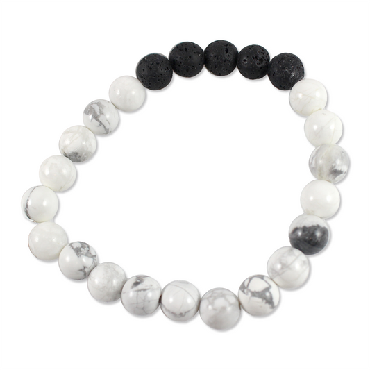 White Howlite bracelet with lava beads